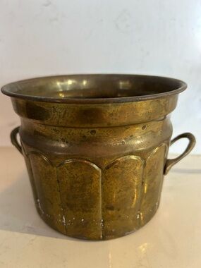 Vintage Brass Planter with Handles - patina rich. Made in India